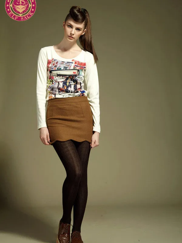 petal hem wool skirt