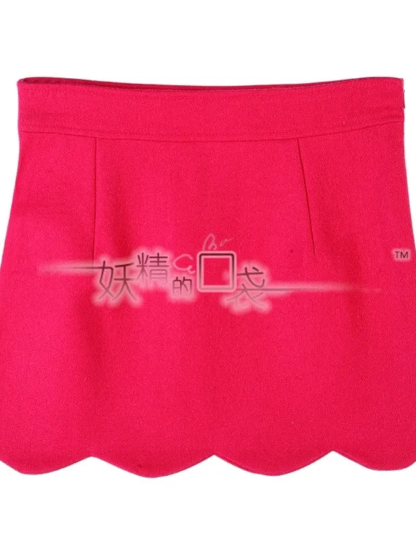 petal hem wool skirt
