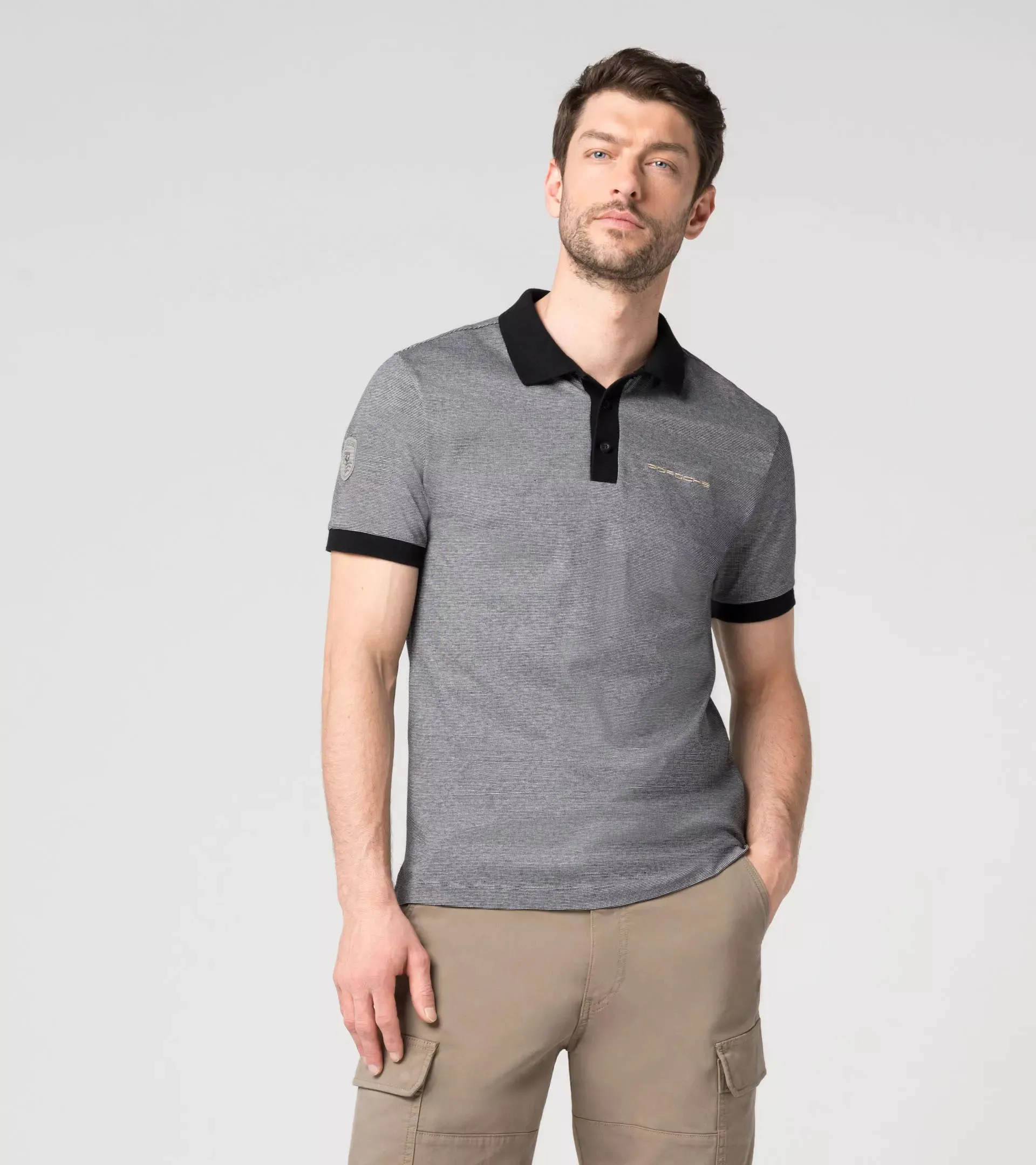 Porsche Men's Polo Shirt, black/white - Heritage