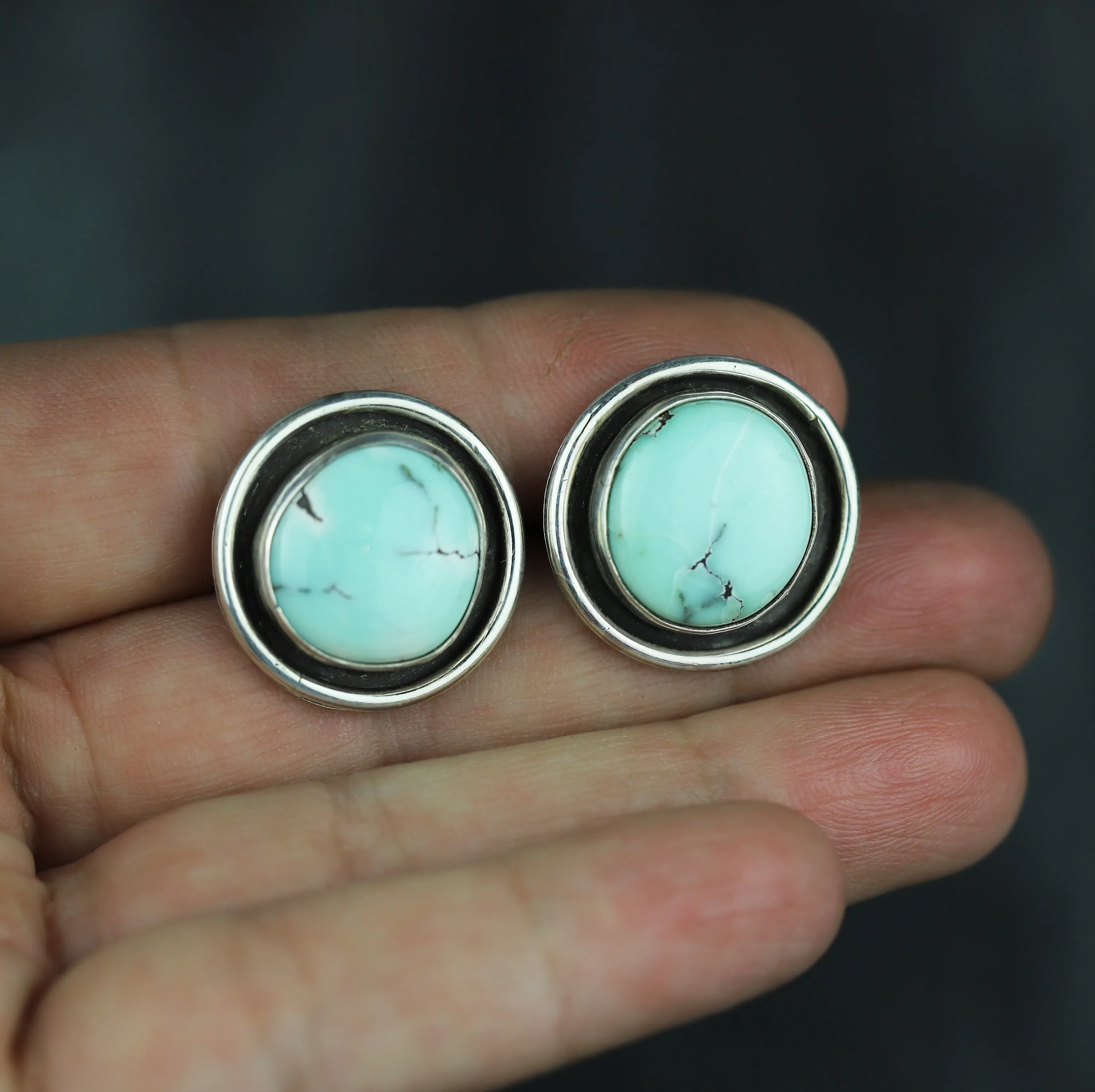 Poseidon Variscite Statement Studs