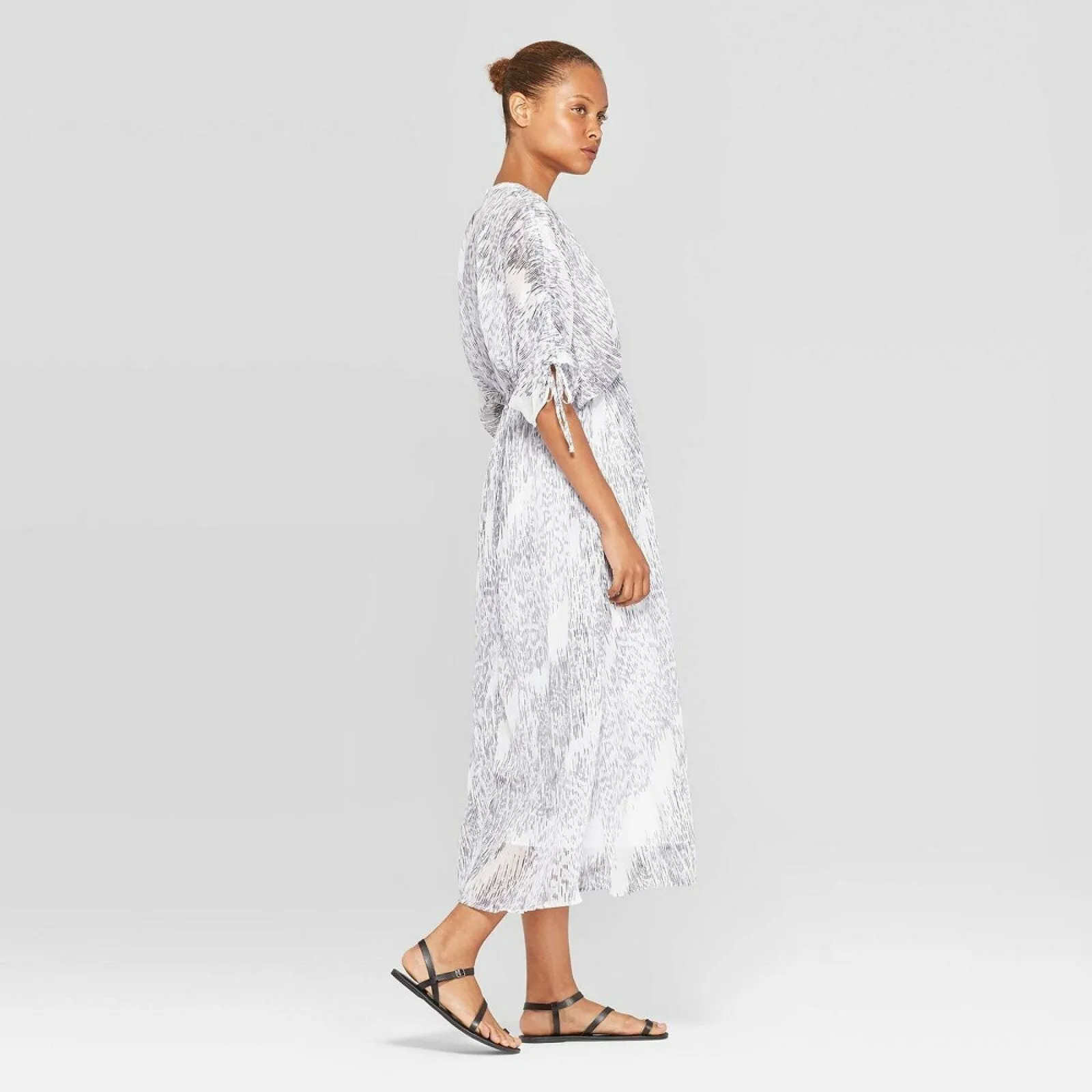 Prologue Women's Zebra Printed Elbow-Sleeve Crewneck Midi Dress