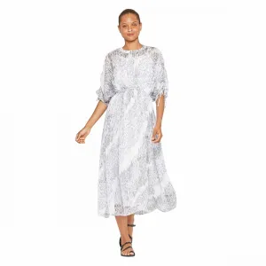 Prologue Women's Zebra Printed Elbow-Sleeve Crewneck Midi Dress