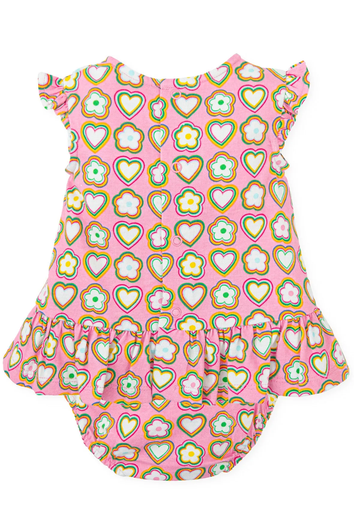 "Fleur" Pink, Yellow & Green Retro Floral Dress & Bloomers