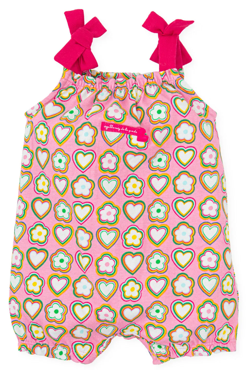 "Leanna" Pink, Yellow & Green Retro Floral Romper