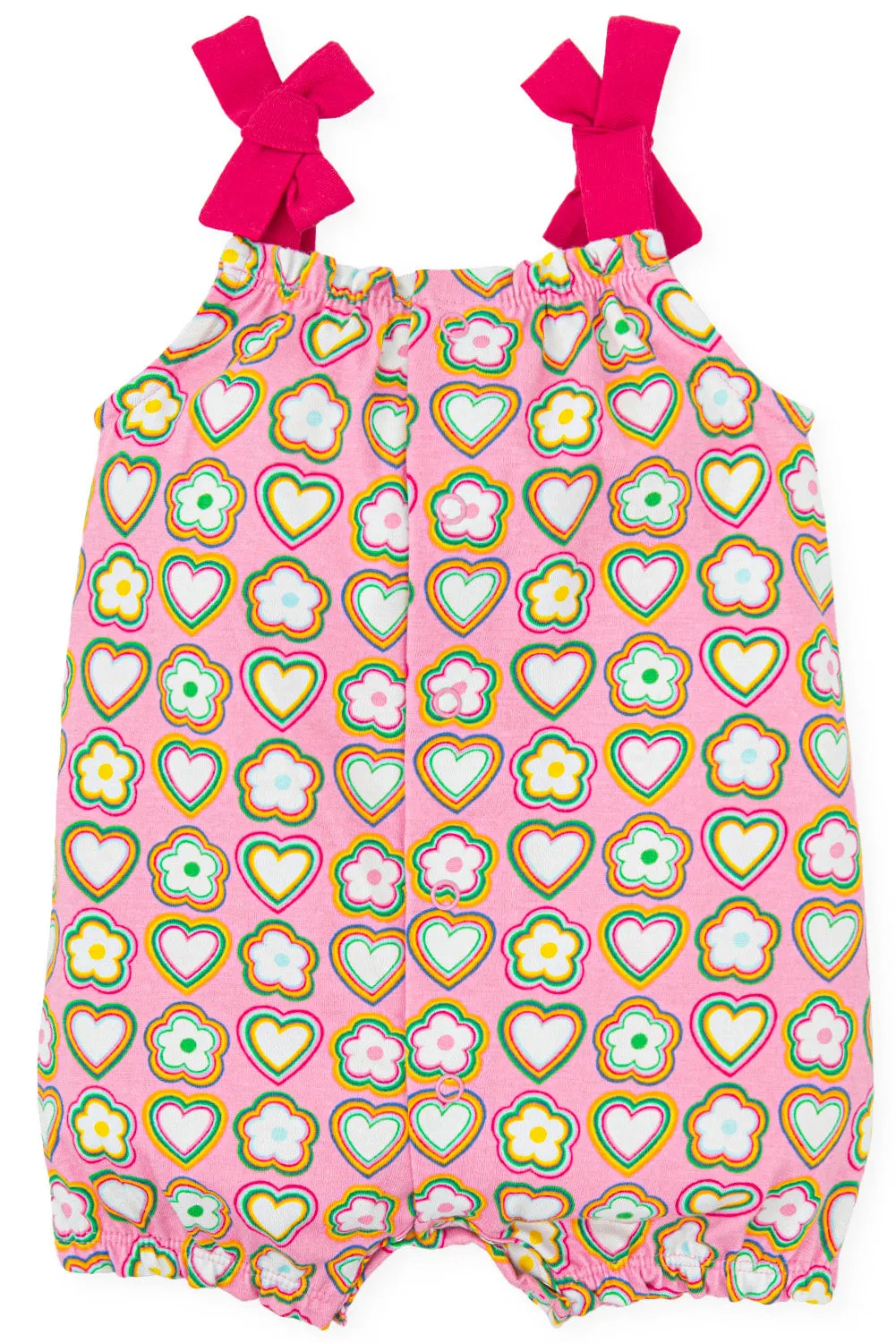 "Leanna" Pink, Yellow & Green Retro Floral Romper