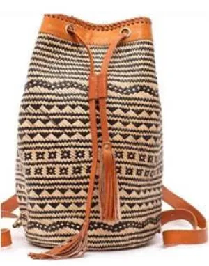 Rattan Sling Back Pack - Light Leather Large