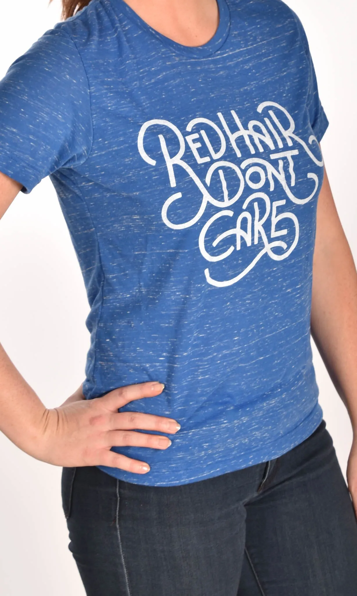 Red Hair Don't Care Retro Royal Marble Unisex Tee