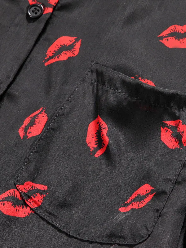 red lips long sleeve shirt