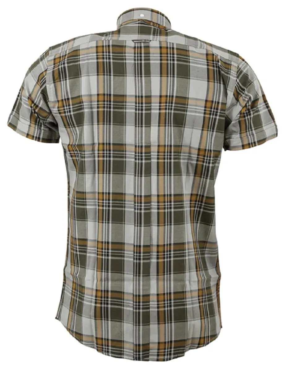 Relco Mens Grey Checked Short Sleeved Button Down Shirts