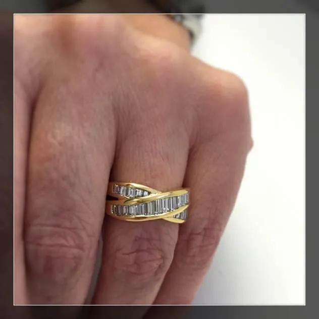 Retro Baguette Diamond Crossover Band