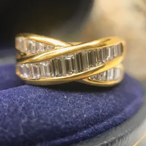 Retro Baguette Diamond Crossover Band