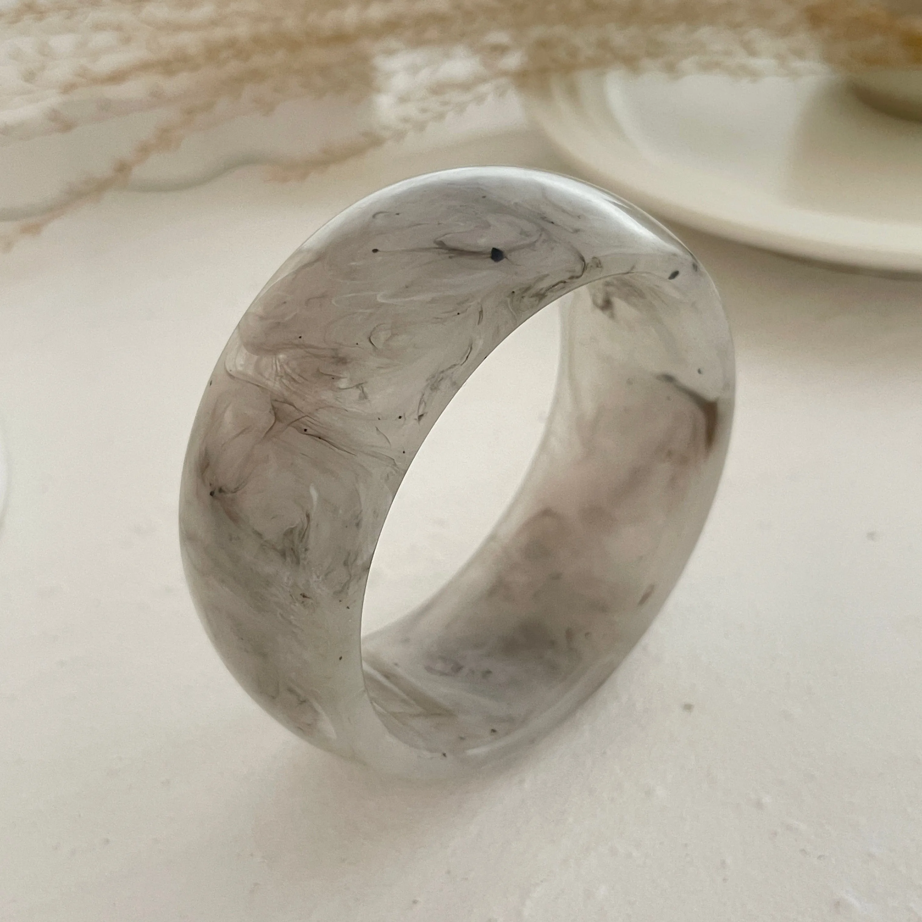 Retro Chunky Irregular Smudge Acrylic Bangle Bracelet