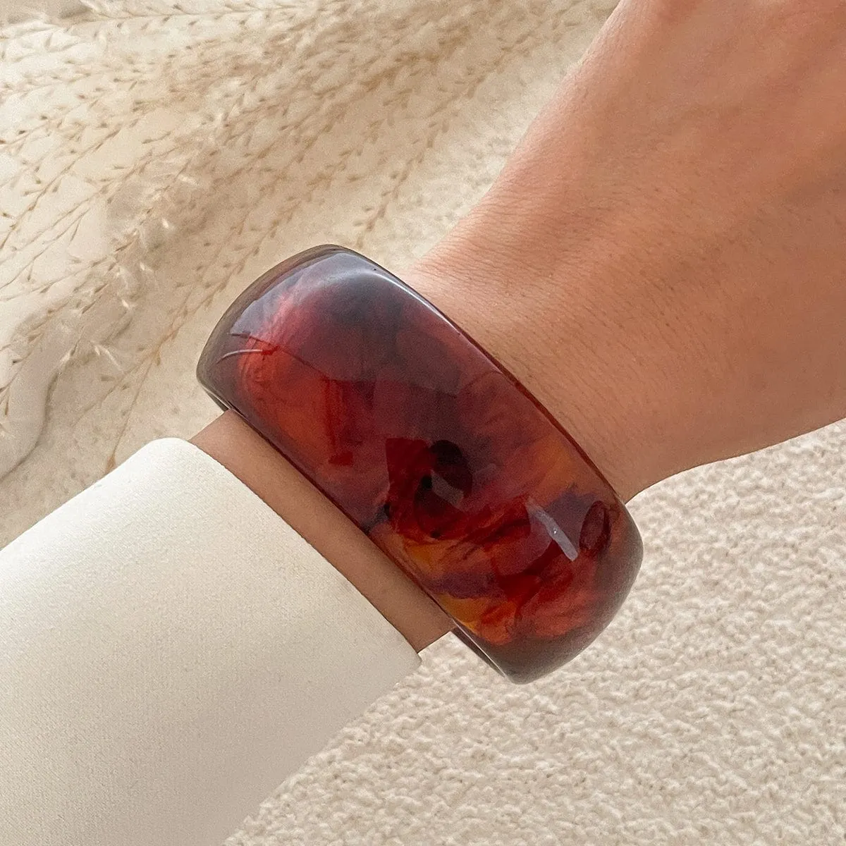 Retro Chunky Irregular Smudge Acrylic Bangle Bracelet