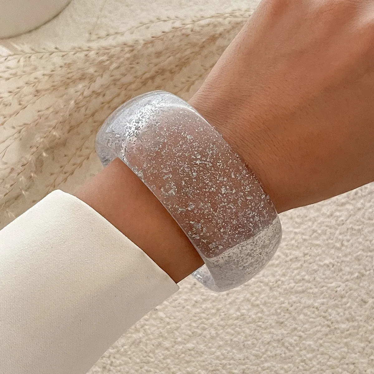 Retro Chunky Irregular Smudge Acrylic Bangle Bracelet