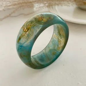 Retro Chunky Irregular Smudge Acrylic Bangle Bracelet