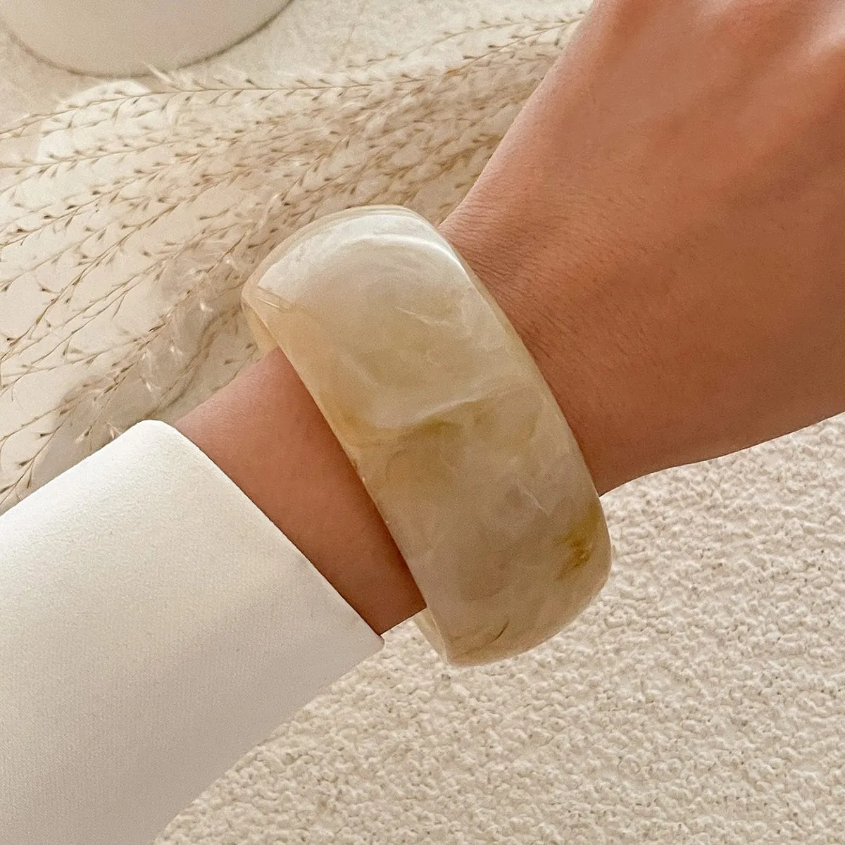 Retro Chunky Irregular Smudge Acrylic Bangle Bracelet