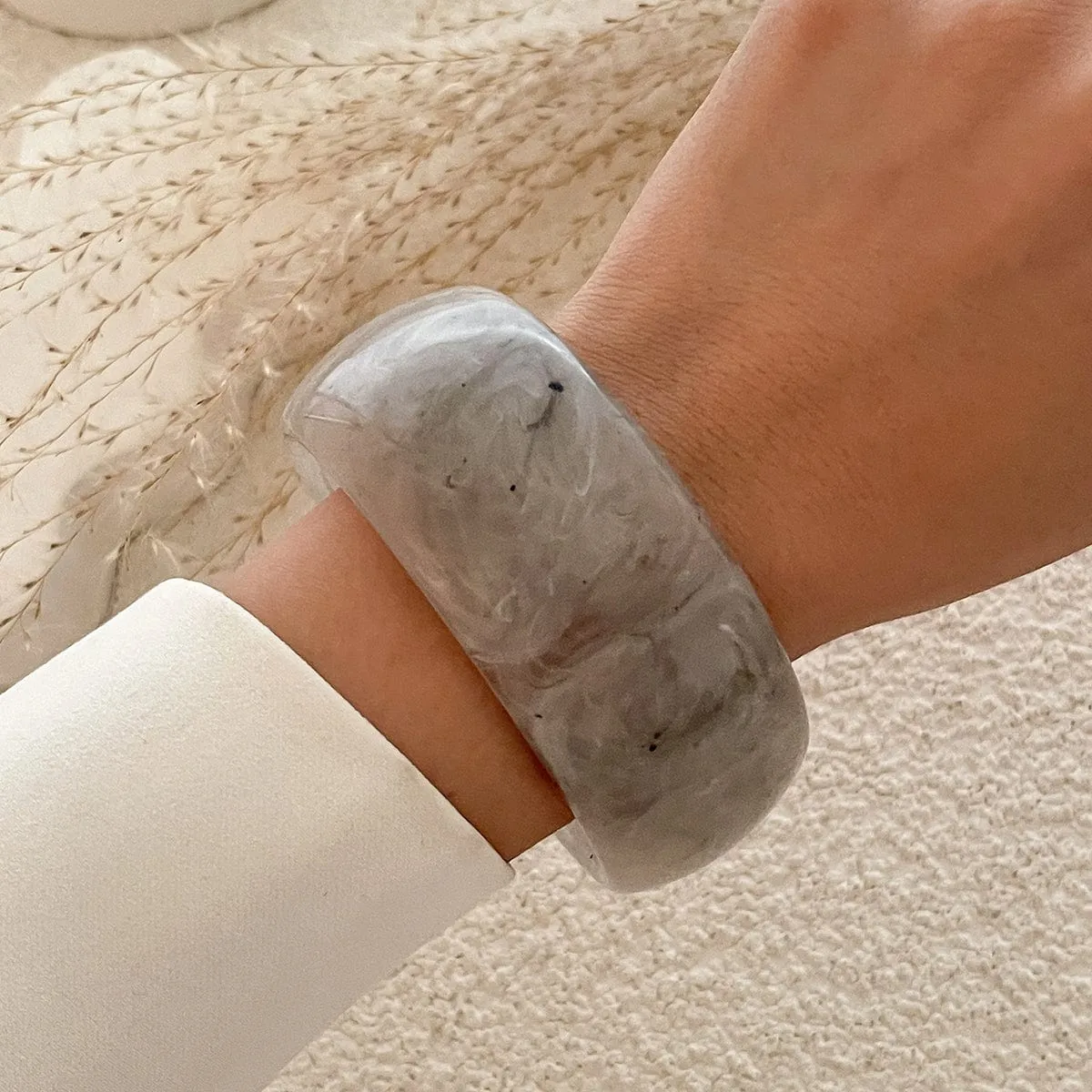 Retro Chunky Irregular Smudge Acrylic Bangle Bracelet