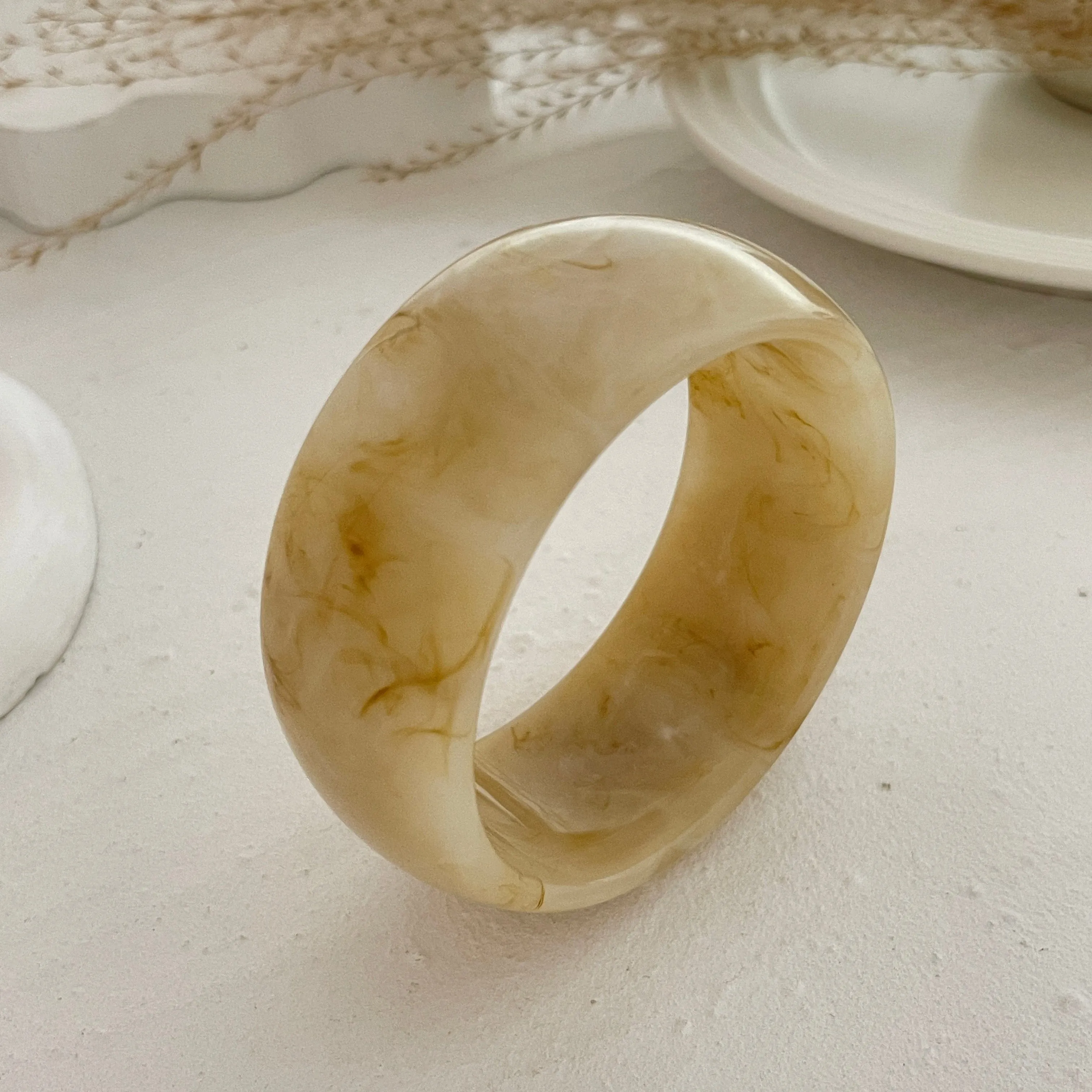 Retro Chunky Irregular Smudge Acrylic Bangle Bracelet