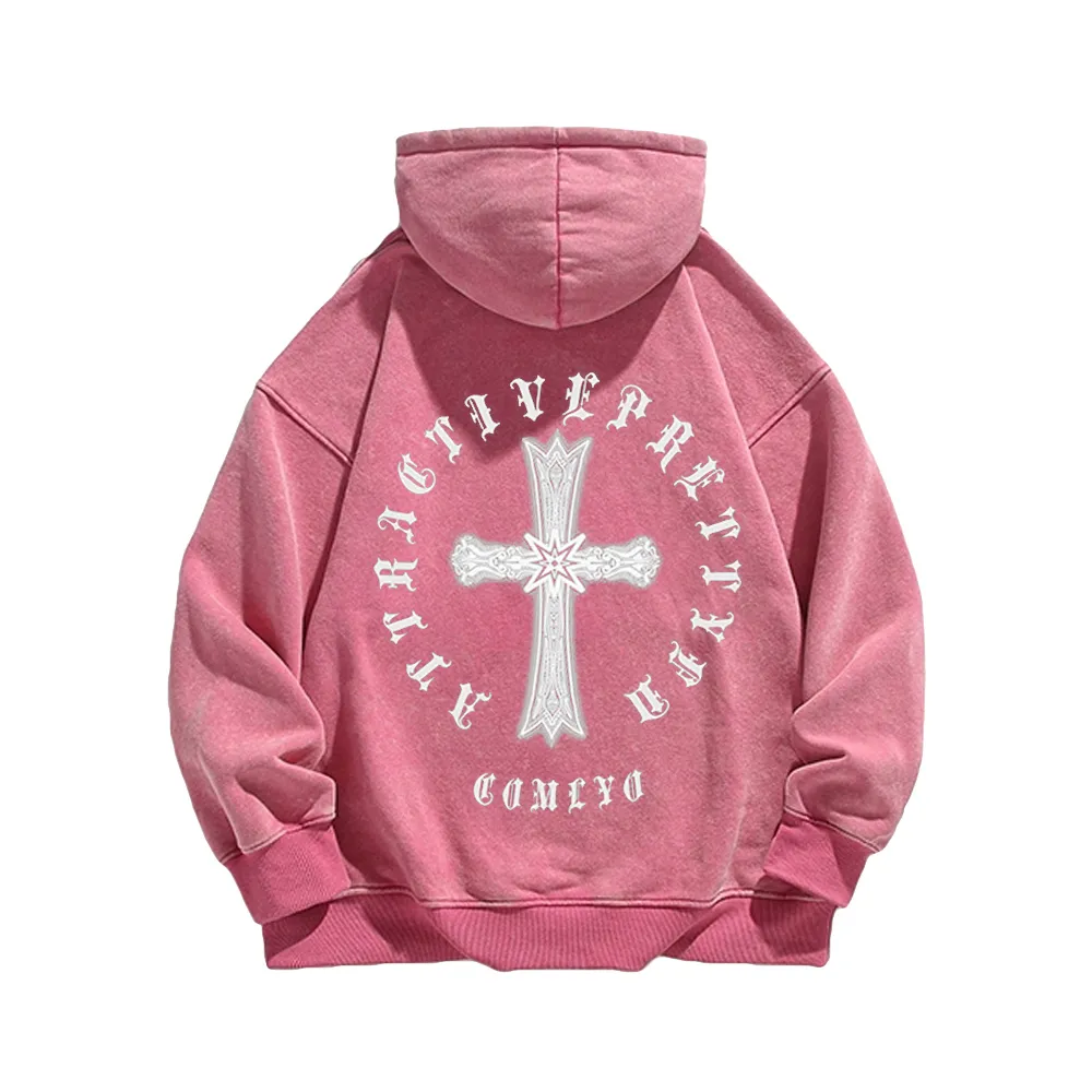 Retro Cross Circle Washed Hoodie