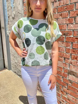 Retro Dotz Top: Green Mix