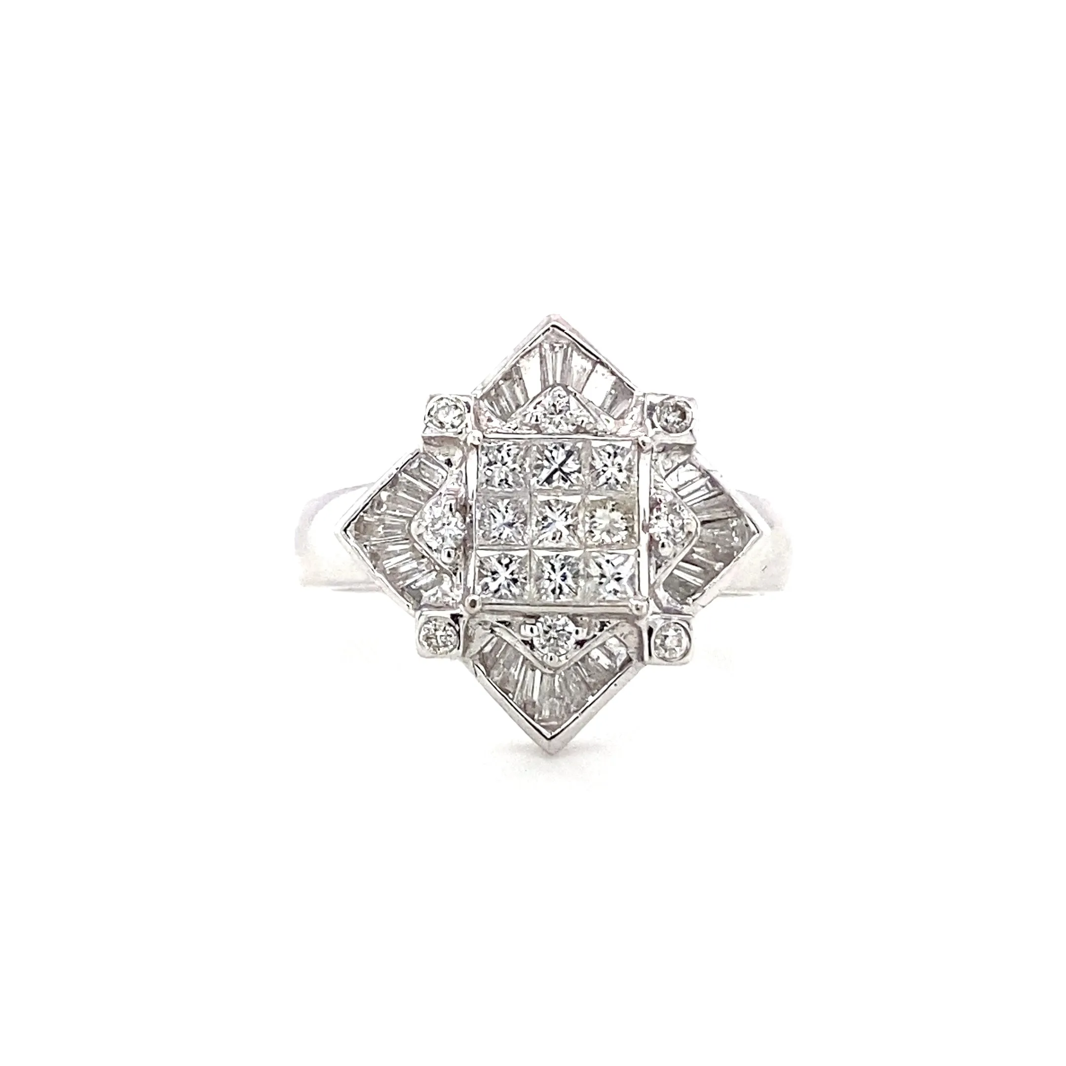 Retro Geometric Diamond Illusion Set Ring