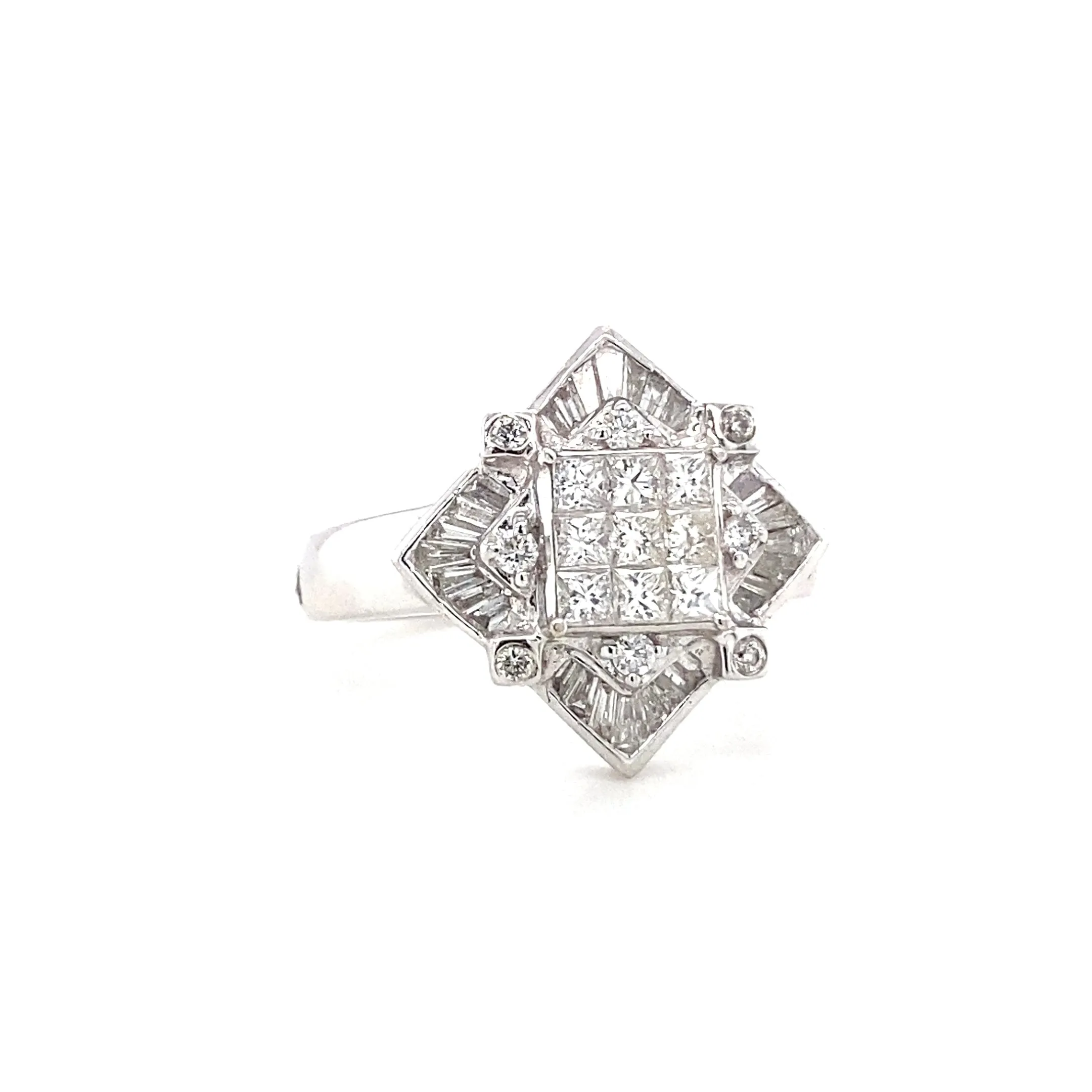 Retro Geometric Diamond Illusion Set Ring