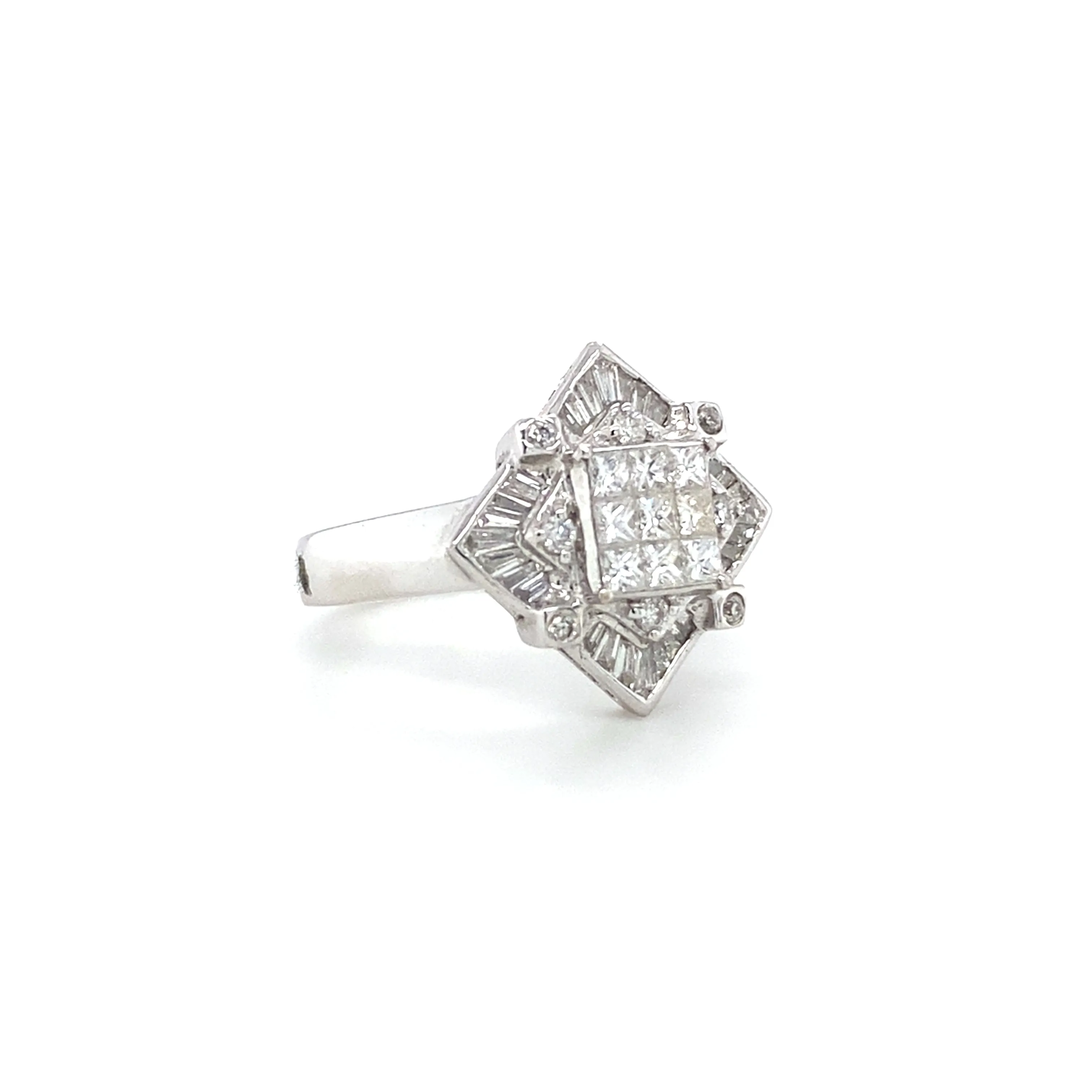 Retro Geometric Diamond Illusion Set Ring