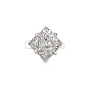 Retro Geometric Diamond Illusion Set Ring