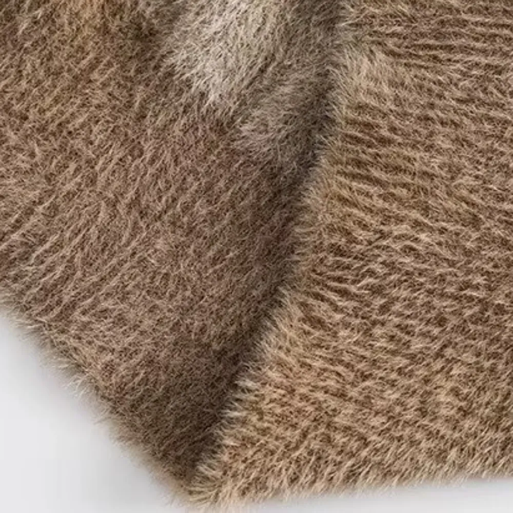 Retro Gradient Plush Knitted Cardigan
