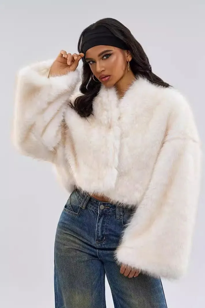 Retro imitation mink fur short coat