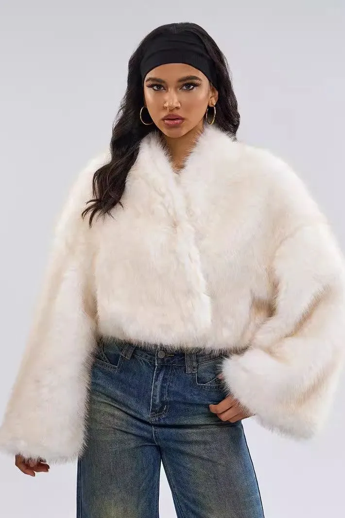 Retro imitation mink fur short coat
