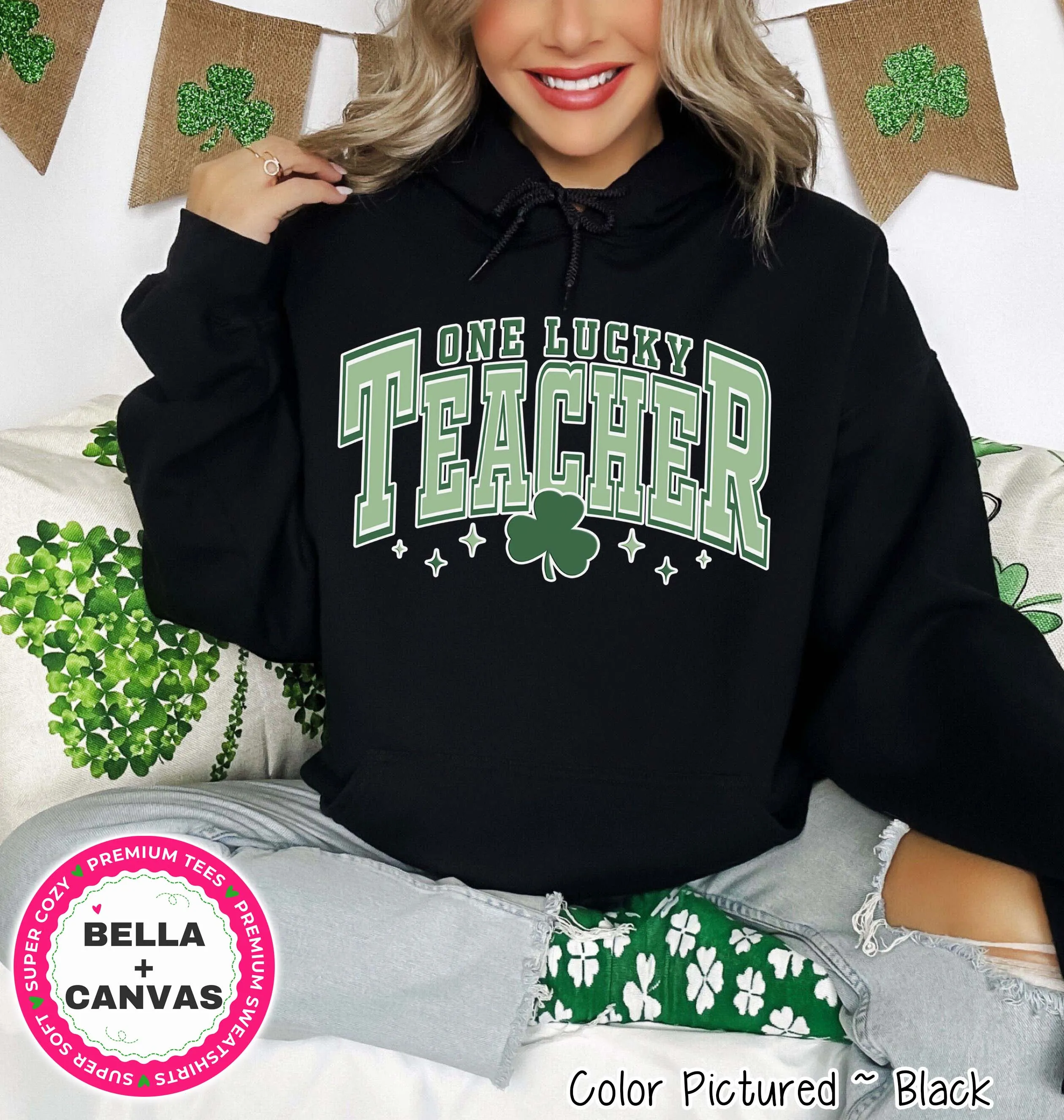 Retro One Lucky Teacher St Patricks Day Tee or Sweatshirt