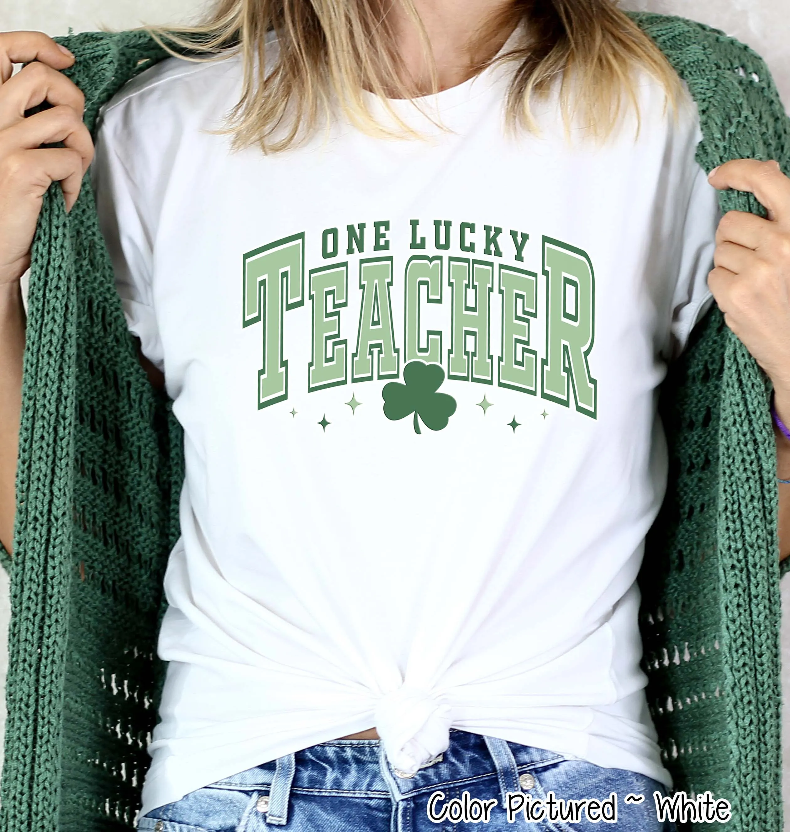 Retro One Lucky Teacher St Patricks Day Tee or Sweatshirt