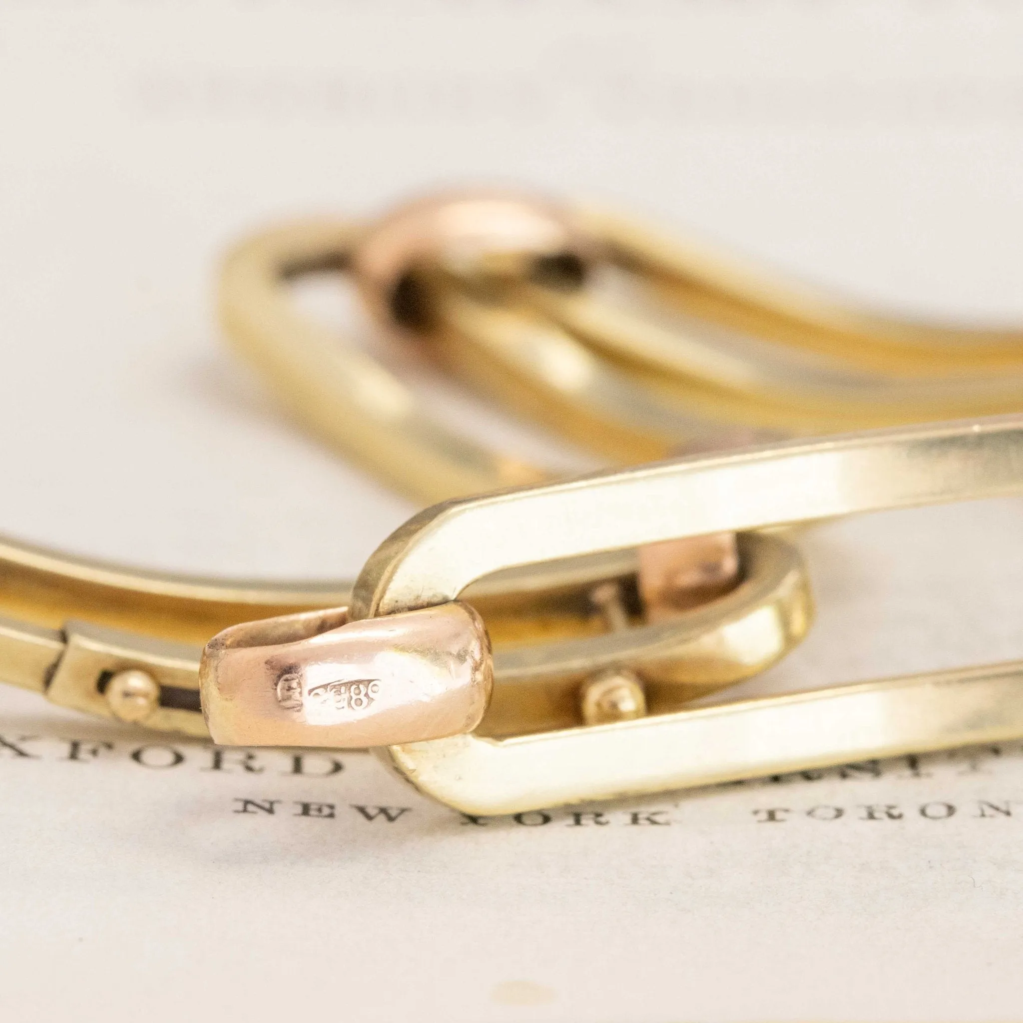 Retro Open Link Rose and Green Gold Bracelet