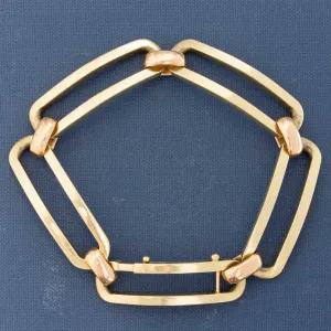 Retro Open Link Rose and Green Gold Bracelet