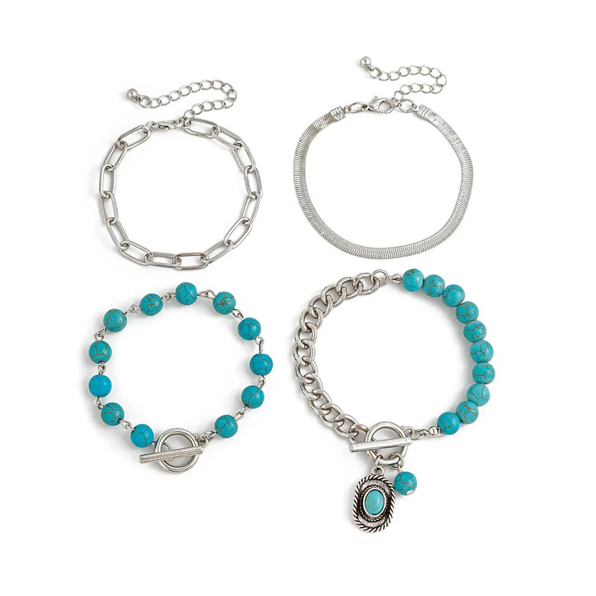 Retro OT Buckle Silver Chain Bracelet