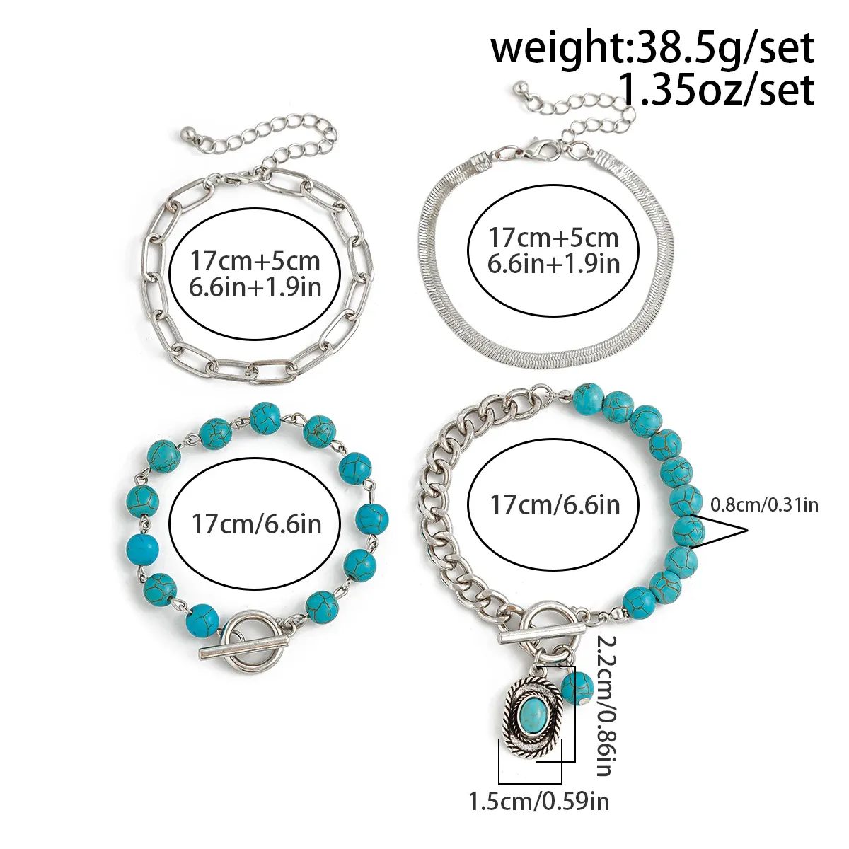 Retro OT Buckle Silver Chain Bracelet