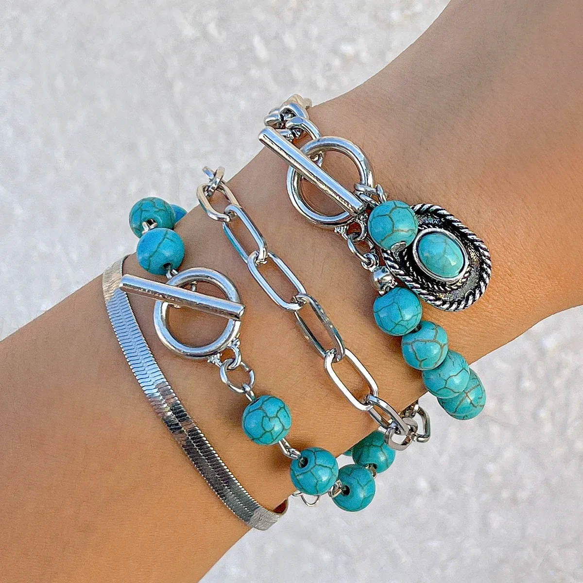 Retro OT Buckle Silver Chain Bracelet