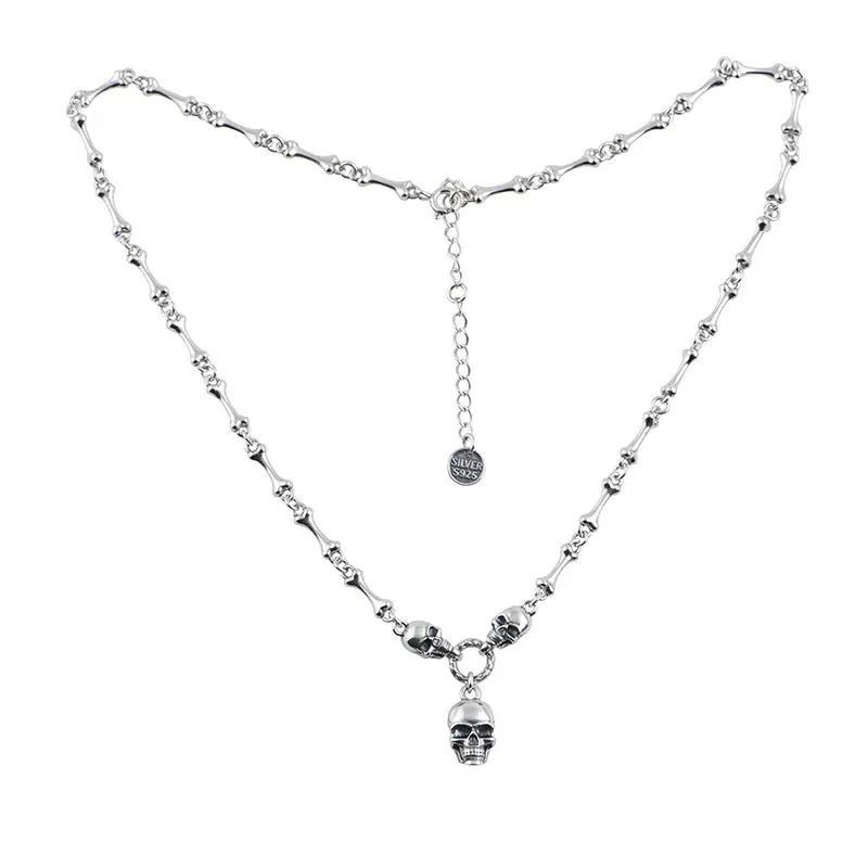 Retro Punk Skull Stick Bone Necklace