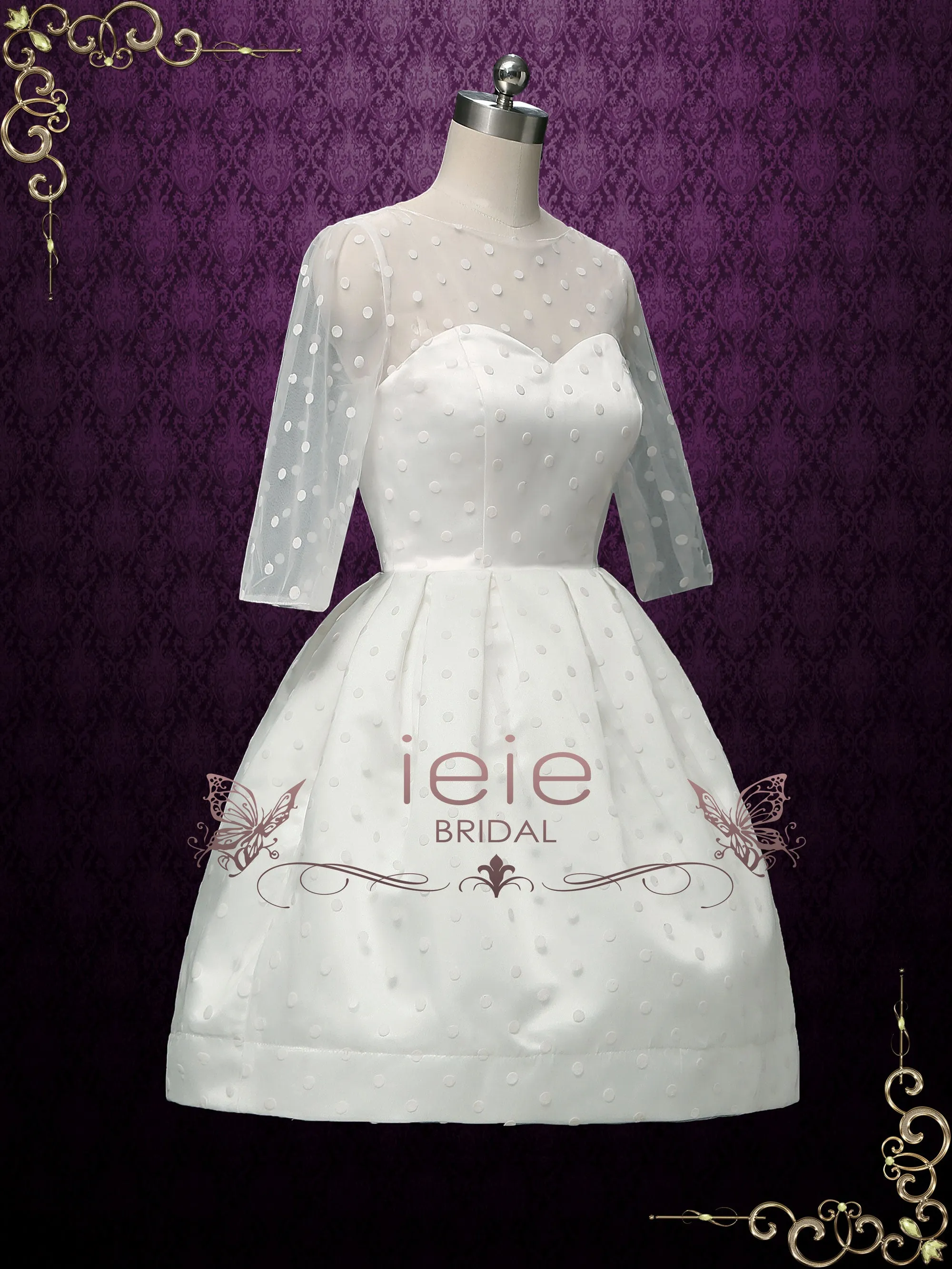 Retro Short Polka Dot Wedding Dress DORA