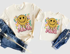 Retro Smiley Mama Mini Tees /Mommy and Me Matching Tee/ Youth and Adult Sizing Available
