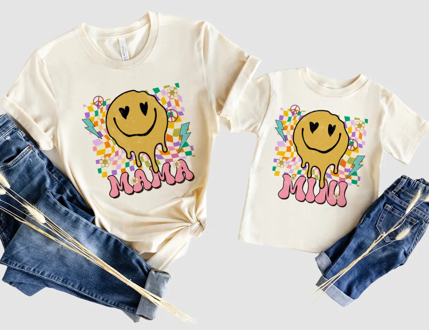 Retro Smiley Mama Mini Tees /Mommy and Me Matching Tee/ Youth and Adult Sizing Available