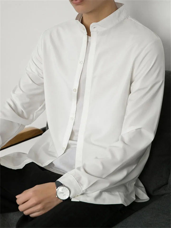 Retro Stand Collar Buttons Shirts