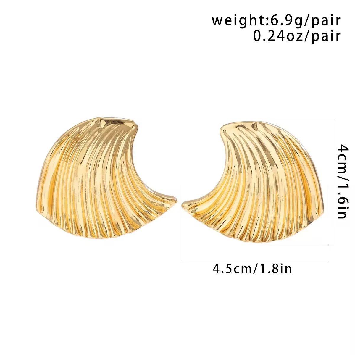 Retro Wave Fan-Shaped Stud Earrings
