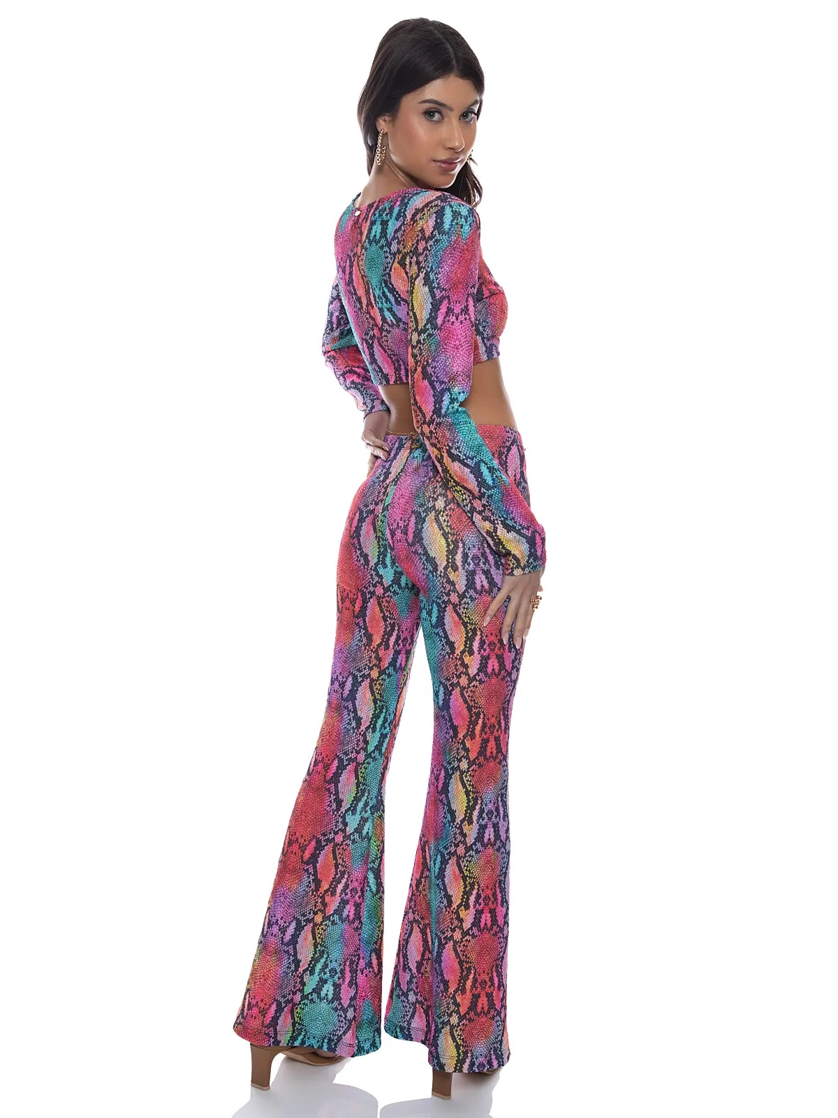 Ring Long Sleeve-Flare Pants