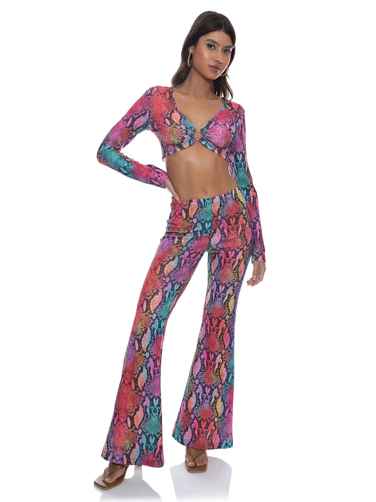 Ring Long Sleeve-Flare Pants