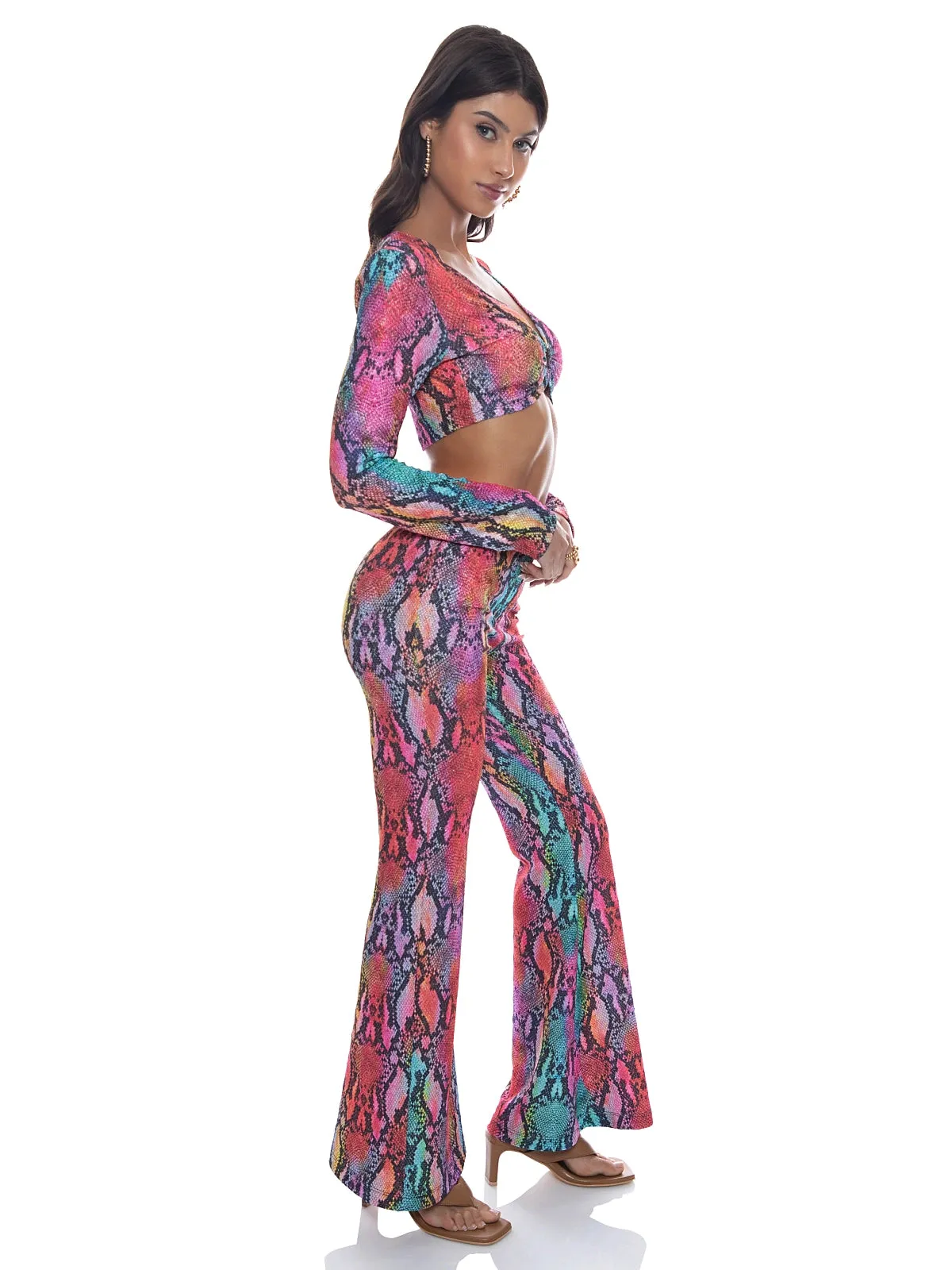 Ring Long Sleeve-Flare Pants