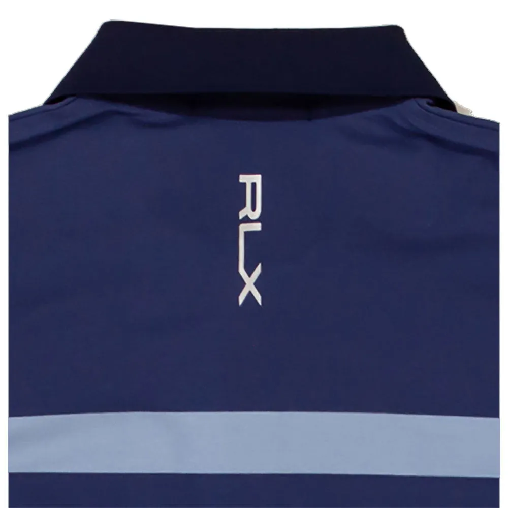 RLX Ralph Lauren Performance Pique French Navy Variegated Stripes Mens Golf Polo