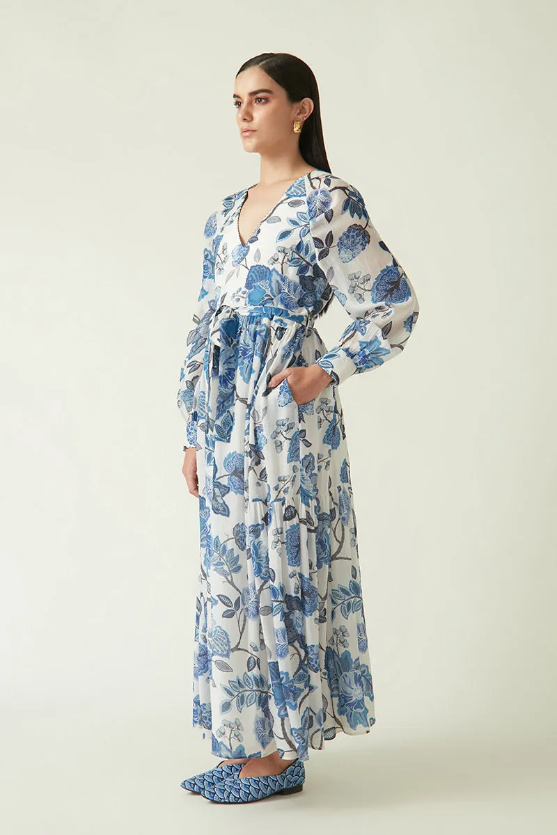 Rockefeller Holidays I  Gili Printed Dress Dobby Stripes White/Blue Java collection 4JV-118