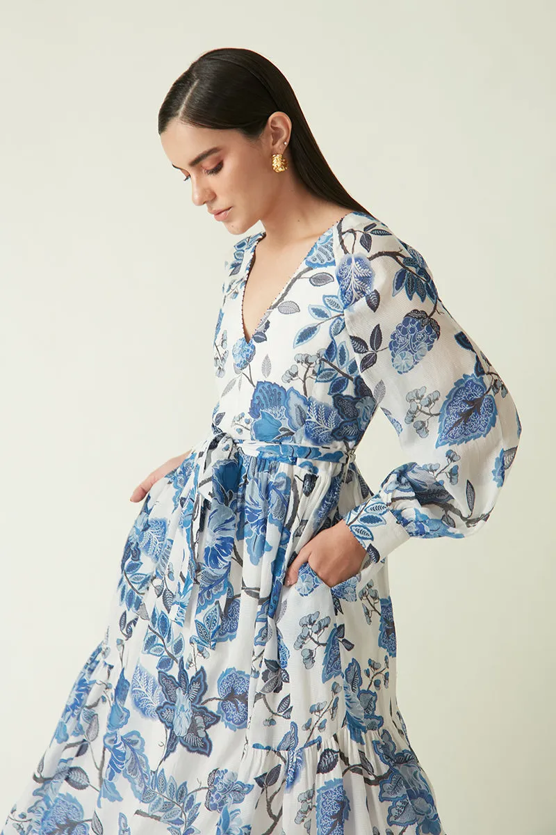Rockefeller Holidays I  Gili Printed Dress Dobby Stripes White/Blue Java collection 4JV-118